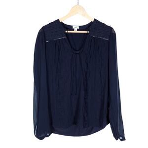 Tiny Anthropologie Paix Blouse Small Navy Blue Embroidered Peasant Whimsicore